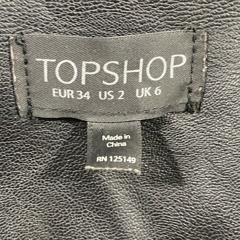 Top Shop Quilted Faux Leather Moto Jacket in Black Women's Size 2 - Picture 5 of 6